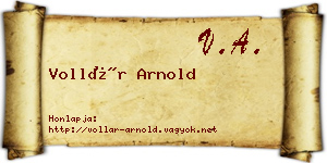 Vollár Arnold névjegykártya