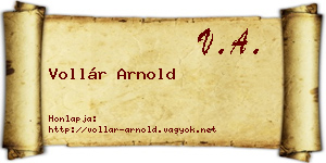 Vollár Arnold névjegykártya